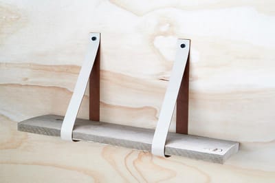 Leren Plankdragers Creme, Set van 2 stuks, 92 x 4 cm. incl bevestigingsmateriaal, exclusief plank