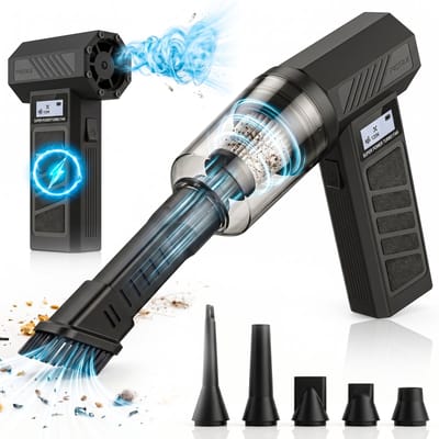Kruimeldief Snoerloos met Air Duster 130.000 RPM - Auto Stofzuiger Draadloos - Kruimelzuiger - Handstofzuiger - Luchtblazer op accu - Perslucht - Turbo Fan