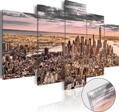 Schilderijen Op Canvas - Afbeelding op acrylglas - New York City: Morning Sky [Glass] 200x100 - Artgeist Schilderij