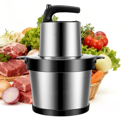 DIMICO - Vleesmolen Elektrische - RVS Keuken Hakmolen - Food Chopper - 1000W - Groentesnijder - Groentehakker - 6L - 4 Messen