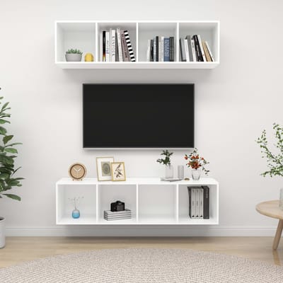 vidaXL - Tv-wandmeubelen - 2 - st - bewerkt - hout - wit
