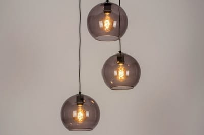 Lumidora Hanglamp 73663 - LILY - 3 Lichts - E27 - Zwart - Grijs - Metaal - ⌀ 47 cm