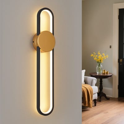 NETTLIFE Wandlamp LED - goud - 3000K Warm wit Licht - Trappenhuislamp - Modern Hallamp - 12W - Minimalistische Wandverlichting - voor Slaapkamer | Woonkamer | Hal | Trappenhuis | Keuken - L 60cm
