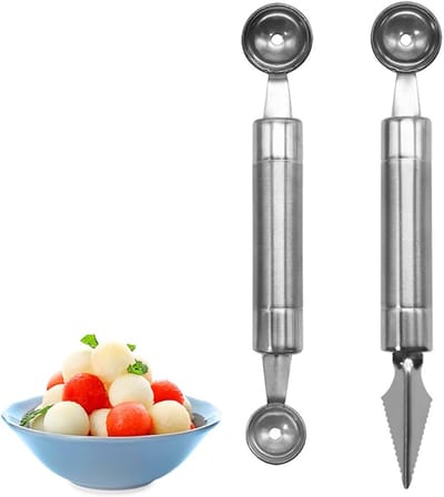 Dubbelzijdige meloenballen snijgereedschap - RVS multifunctionele tools voor fruit salades en desserts, 2 stuks