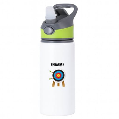 Hacebo® - Boogschieten met eigen naam waterfles met rietje groen - Sport - Boogschieter - Sport - water fles - 650ML