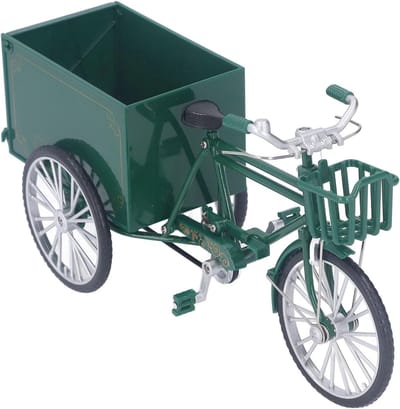 Vintage Driewieler Model - Metalen Fiets Speelgoed - Desktop Decoratie - Levensechte Verhoudingen - 24 x 8 cm - Groen