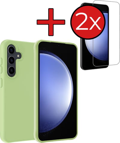 Hoesje - Met 2x Screenprotector - Geschikt voor Samsung Galaxy S23 FE - Sterk & Shockproof - Telefoon Hoes - Back Cover - Siliconen Case - Telefoonhoes - Groen