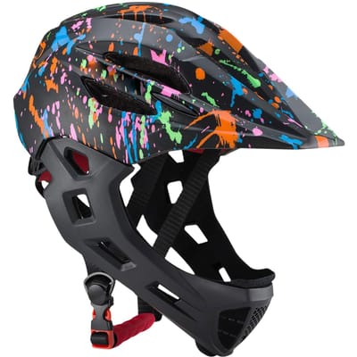 Verstelbare Ademende Kinderfietshelmen Peuter Lichtgewicht Volledige Gezichtsfiethelmen met LED-licht Zwarte Raaf M(52 56cm) black