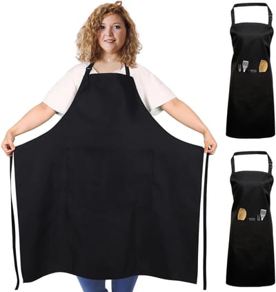 Dailygoods- Keukenschorten Professionele Koken - 2 Stuks - Grote Schorten - BBQ/Barbecue - Met 2 Zakken - Voor Dames/Heren - Schort