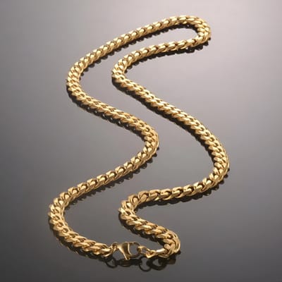 Cuban Link Heren Ketting Goud kleurig - Staal - 7mm - Dikke Schakels - Kettingen - Schakelketting - Papa Cadeau Voor Mannen - Vaderdag