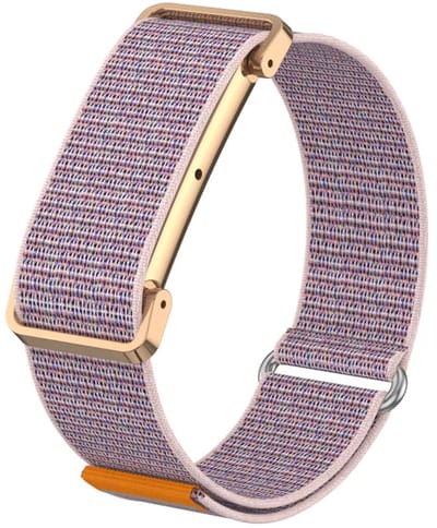 Strap-it Nylon Bandje met Frame Geschikt voor Fitbit Air - Horlogebandje - Sportband - Klittenbandsluiting - Comfortabel & Ademend - Roze zand
