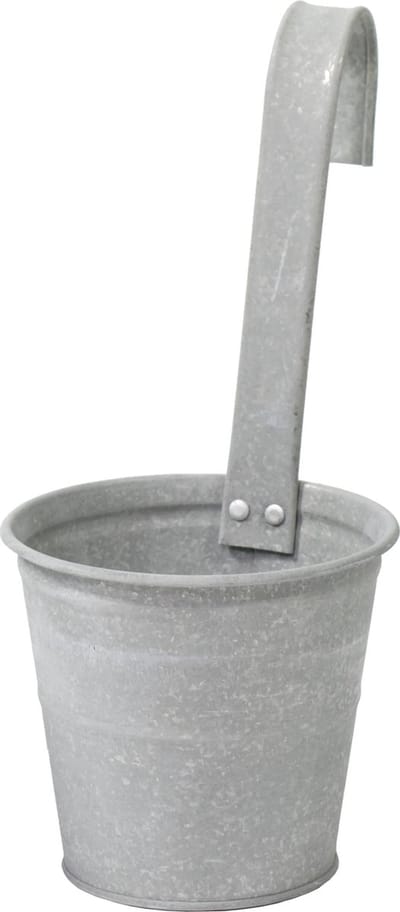 Mega Collections Plantenpot/bloempot - zink - oud grijs - met ophanghaak - D13 x H28 cm