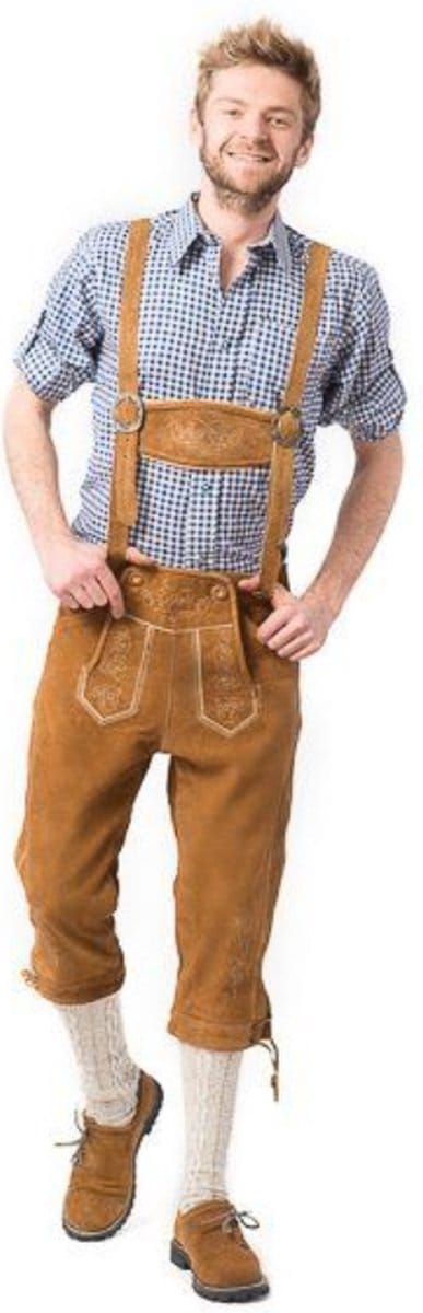 Tannhauser Lederhosen Markus Lang 100% Echt Leder Oktoberfest Heren Lederhosen Man Carnavalskleding Heren - Leer -Bruin -L
