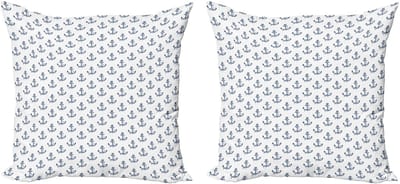 ABAKUHAUS Anker Decoratieve Kussenhoes, Set van 2, Zomerse Vakantie Schets, 60x60 cm, Donkerblauw Wit