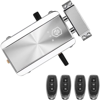 Kit de serrure de porte intelligente, télécommande sans fil intelligente, entrée sans clé, serrure électronique antivol with 4 Remote Control argenté