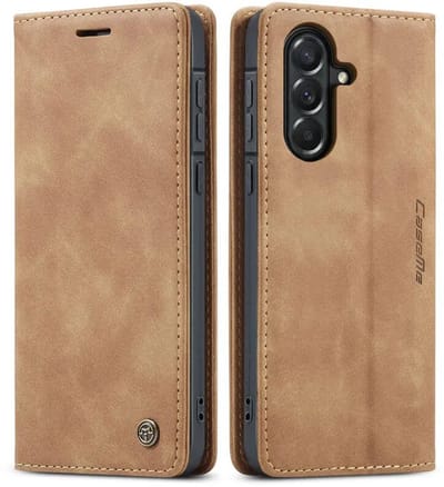 CaseMe 013 Hoesje Geschikt voor Samsung Galaxy A57 - Book Case met Standaard - Portemonnee Beschermhoes - Pasjeshouder voor Twee Pasjes - Bruin