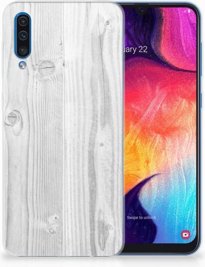 Samsung Galaxy A50 Bumper Hoesje White Wood