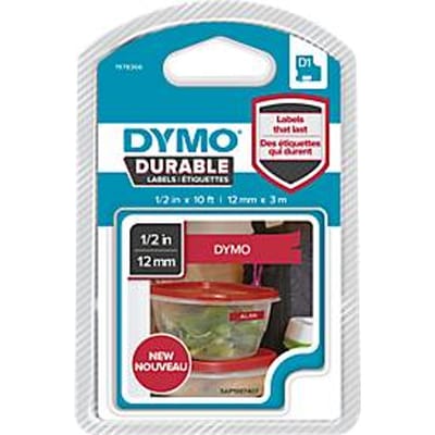 DYMO originele D1 Duurzame labels | Witte Tekst op Rood Label | 12 mm x 3 m | zelfklevende etiketten voor de LabelManager labelprinter | gemaakt in Europa