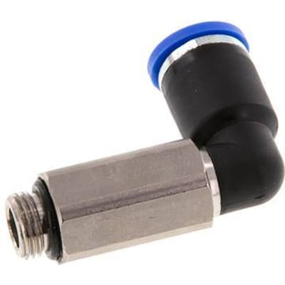8mm x G1/8'' 90 graden L-verbinding Messing/PA 66 Insteekfitting Buitendraad Lange Huls Draaibaar NBR [2 Stuks]