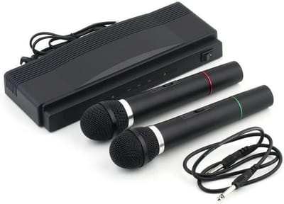 Draadloze Microfoon Set - Karaoke Microfoons - Feest Geluid - Dubbele Microfoons - 7 Meter Bereik - Zwart