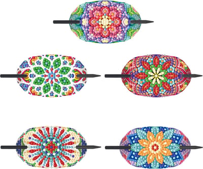 Haarspelden - 01 - Bloemen - set van 5 - diamond painting - compleet pakket - Diamond painting by Wietske