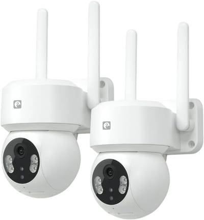 Slimme Buiten WiFi Bewakingscamera Set (2 stuks) - Draadloos, 360° Zicht, Nachtzicht & Bewegingsmelder