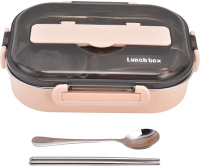 RVS 304 Lunchbox (1,3 Liter) Met 4 Vakken - Inclusief Soepkom, Eetstokjes En Lepel - Draagbare Bento Box En Broodtrommel - BPA-Vrij En Vaatwasserbestendig Design