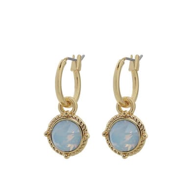 Biba Hang Oorbellen Goud met Swarovski Steentje Air Blue Opal