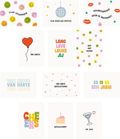 WeLikeToLove Kaarten - Wenskaarten - Kaartjes - Verjaardagskaarten met envelop - Kaartenset - Postkaarten - Felicitatiekaarten