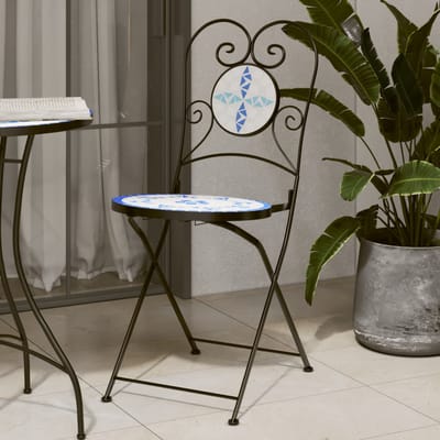vidaXL - Opklapbare - stoelen - (2 - stuks) - blauw-wit - keramiek