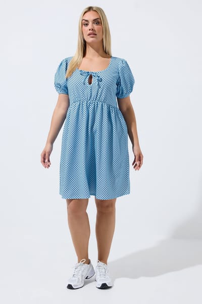 Limited Collection Blauwe Minijurk Met Stippen Size 38