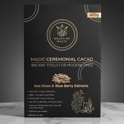 Medicine Magic – Ceremoniële Cacao met Sea Moss & Blue Berry Extract – 400g – Premium Botanische Blend – Vegan