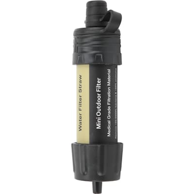Outdoor Waterfilter Stro met Zak Kit Mini Waterzuiveraar voor Kamperen Wandelen Noodsituatie Helemaal Zwart gray