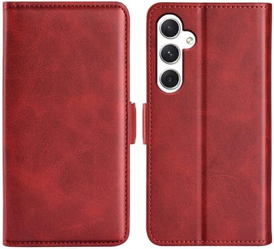 MobyDefend Hoesje - Geschikt voor Samsung Galaxy S24 - Luxe Wallet Book Case (Sluiting Zijkant) - Rood