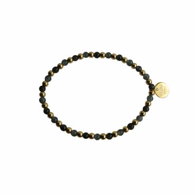FlowJewels - armband - staal - cats eye - elastisch - goudkleurig - handgemaakt