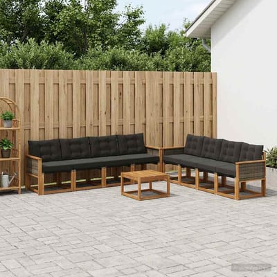 vidaXL - Buiten - bank - set - 9 - st - Naturel - en - Zwart