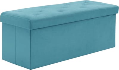Zitbank met opbergruimte en opvouwbare poef - Fluwelen zitkist voor woonkamer, slaapkamer en hal - Groen 110 x 40 x 40 cm