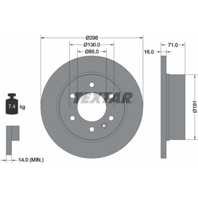 Remschijf TEXTAR 93143303 achter, volledig, 1 Stuk