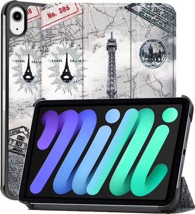 Hoesje - Geschikt voor Apple iPad Mini 7 (2024) - 8.3 inch - 7e Generatie - Dun & Stevig - Hardcover Book Case - Trifold Bookcase Hoes - Hard Cover - Tablethoes - Eiffeltoren