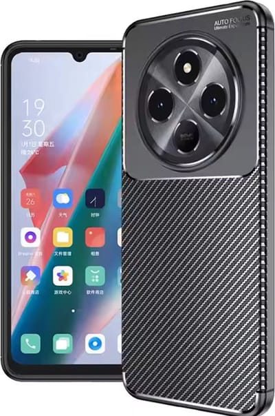 Techsuit Carbon Fiber Silicone Back Cover Hoesje geschikt voor Xiaomi Redmi 14C / Xiaomi Poco C75 - Zwart