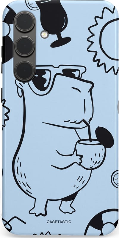 Casetastic Hoesje Geschikt voor Samsung S24 Plus - Stijlvolle Beschermende Duo-layer Case - Capibara cocktail