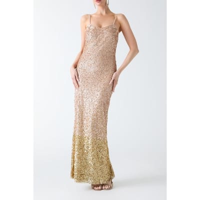 GUESS Marilyn Long Dress Real Gold Maat: 40 | Maxi Jurken Outlet | Dames | Goud
