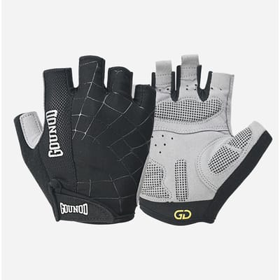 1 Paire Gounod Gant Toile d'Araignée Paume Épaisse Antidérapant Résistant à l'Usure Tissu Éponge Essuie-Transpiration Gants de Fitness S noir