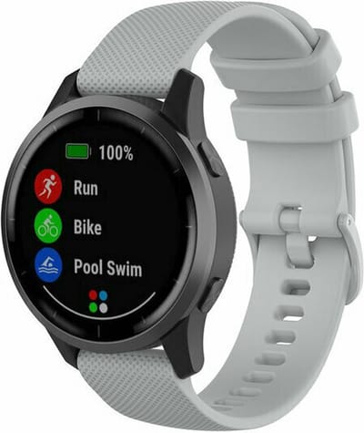 By Qubix - Geschikt voor Garmin bandje - Geschikt voor Garmin Vivoactive 4 / 4L - Sportband met motief - Grijs - Smartwatch bandje 22mm