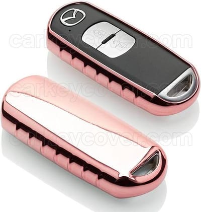 Autosleutel Hoesje geschikt voor Mazda - SleutelCover - TPU Autosleutel Cover - Sleutelhoesje Rose Goud Hoogglans