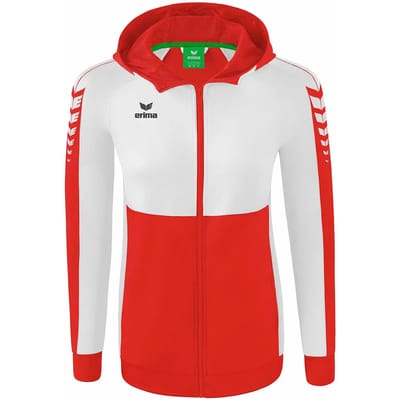 Erima Six Wings Trainingsjack Met Capuchon Dames - Wit / Rood | Maat: 36