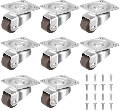 Meubelwielen set van 8 stuks, 12 mm, zwenkwielen met kogellagers voor meubels, tafels, kasten en wagens