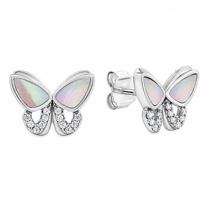 Juwelier Zwartevalk - Zilveren (gerhodineerd) vlinder oorbellen met parelmoer - 22.367