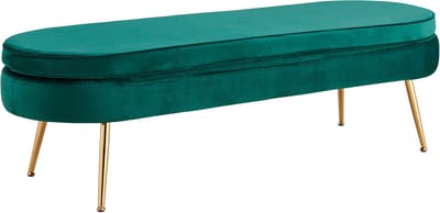 Poef Chanelle Groen - Velours - Breedte 142 cm - Diepte 45 cm - Hoogte 41 cm
