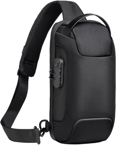 Slingrugzak met USB-aansluiting - antidiefstal - waterdicht - borsttas - casual schoudertas - zwart